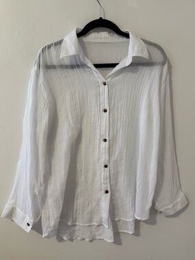 Reformation Loose Fit Button-Down Linen Gauze Shirt